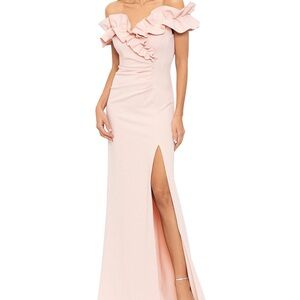 Elegant Off-Shoulder Pink Gown